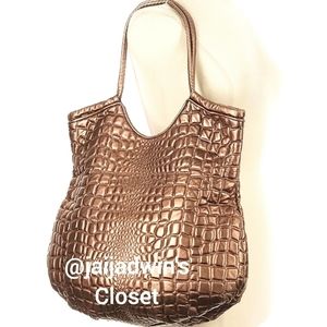 Unique HOBO Int'l Metallic Bronze Quilted Design Shoulder Tote Bag